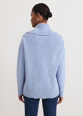 Phase Eight Dara Blue Chunky Cowl Neck Knitwear Blue USA | 8127930-WV